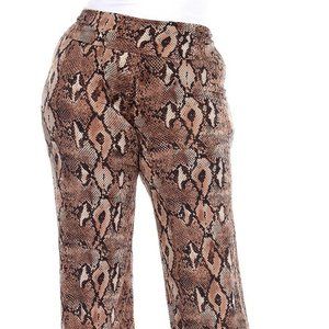 NEW Plus Size Wide Leg Palazzo Pants Brown Snake Color WM550-125